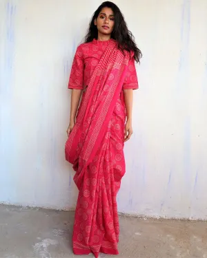 Bira Hand Blockprinted Cotton Saree - Butterfly Girls