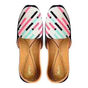 Black & White Striped Ladies Loafer - Trendy Casual Shoes