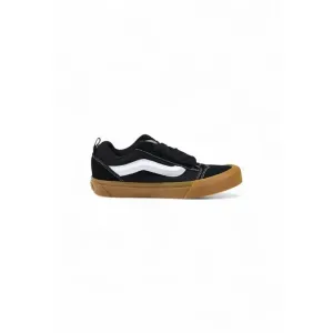 Black and White Vans Sneaker with Brown Sole
