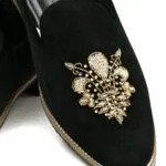 Black Rich Velvet Hand Embroidery Shoes