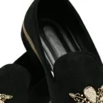 Black Rich Velvet Hand Embroidery Shoes