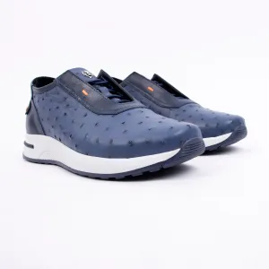 Blue Python Leather Slip-On Shoes