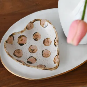 Blush Polkadot Heart Dish