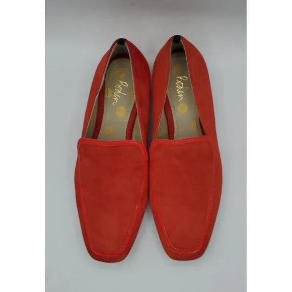 Boden Red Suede Leather Flat Slip On Loafer Women's Shoe Size 38 / 7.5