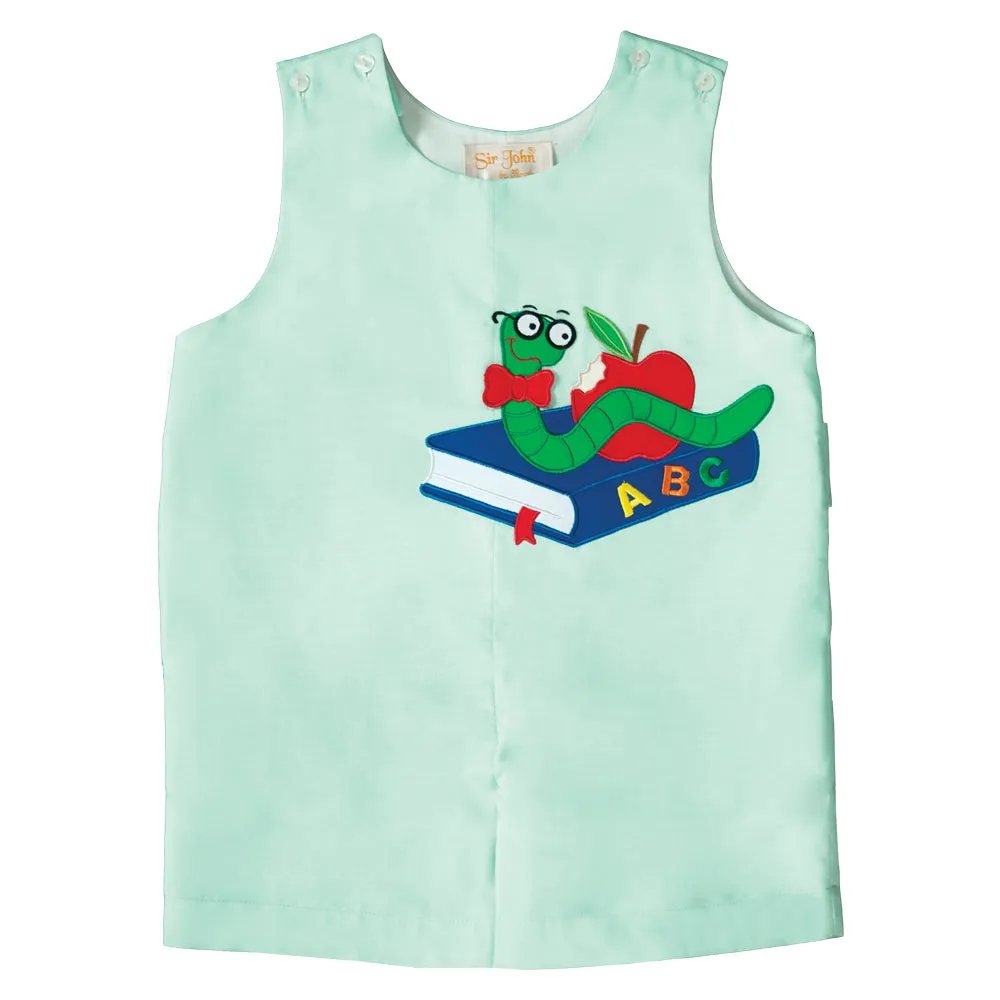 Bookworm Applique Mint Green Romper