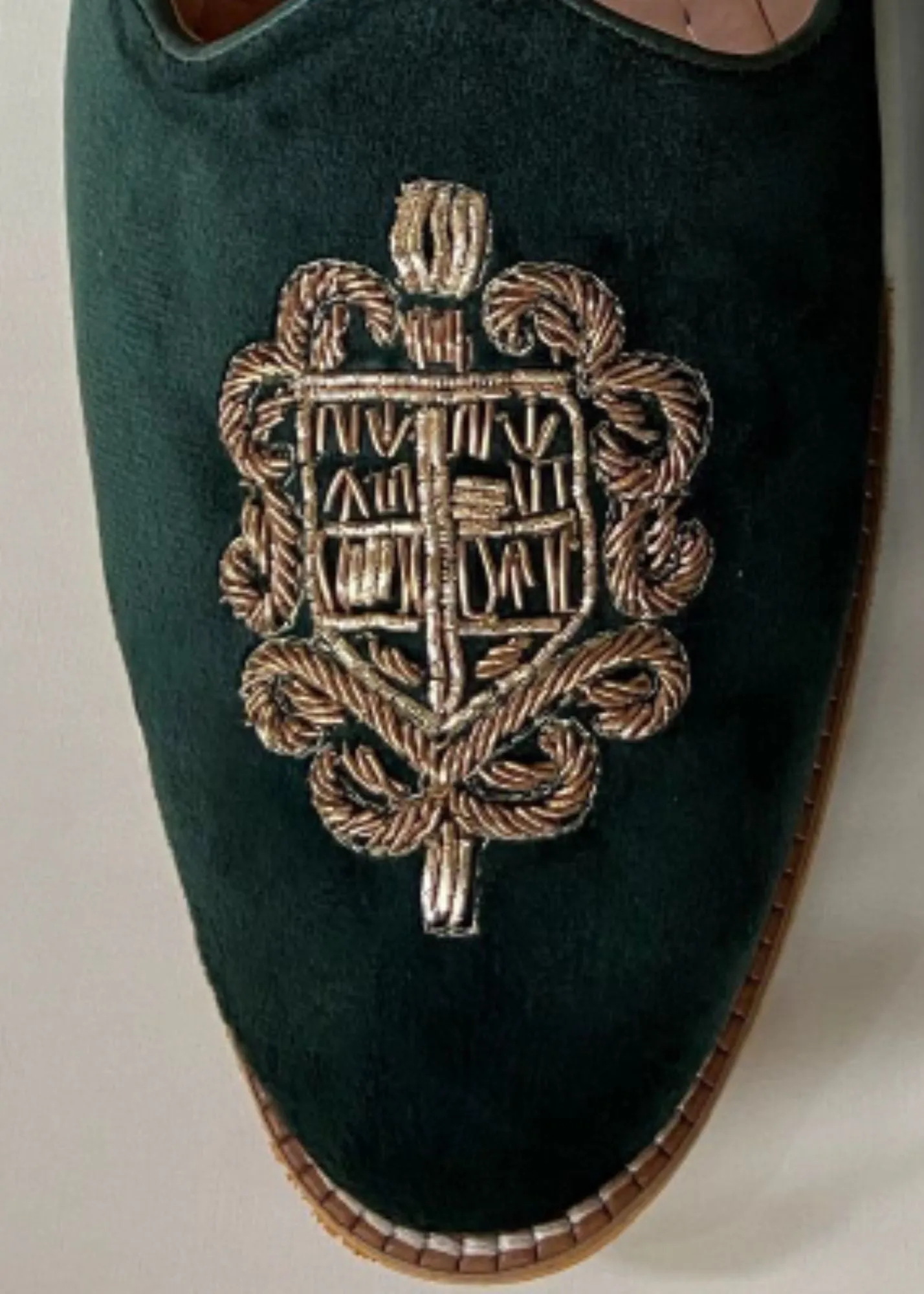 BOTTLE GREEN HANDWORK LEATHER SUEDE FOR MEN