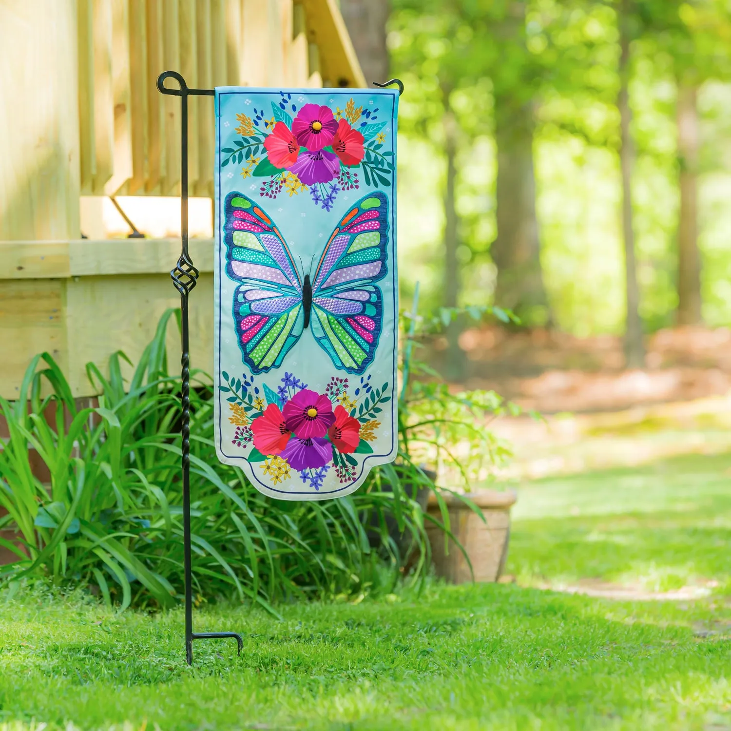 Butterfly Floral Everlasting Impressions Textile Décor,14l9643xl