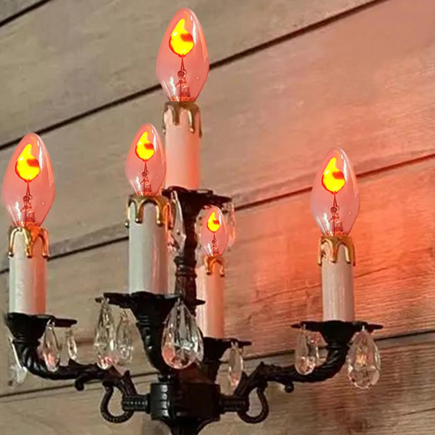 C7 Flickering Flame Light Bulbs, 12 Pack Orange Flickering Light Bulbs E12 Ca...