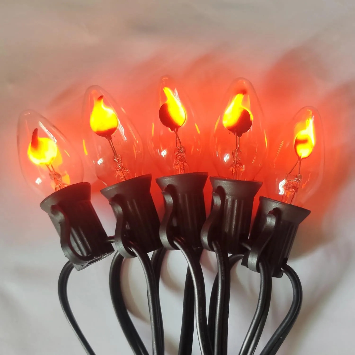 C7 Flickering Flame Light Bulbs, 12 Pack Orange Flickering Light Bulbs E12 Ca...