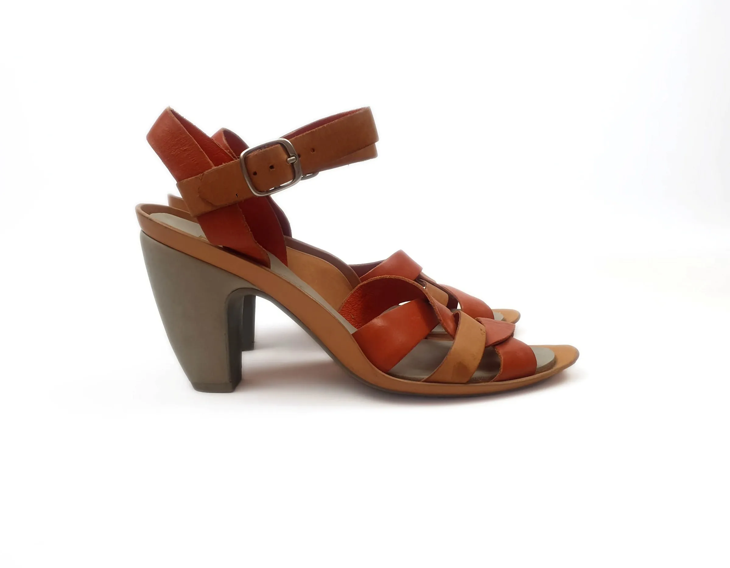 Camper funky brown and red heels size 38
