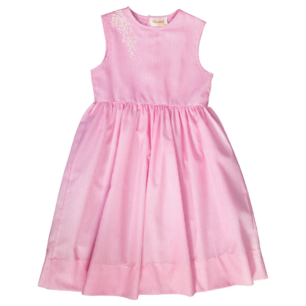 Carly Pink Striped Floral Embroidered Sundress