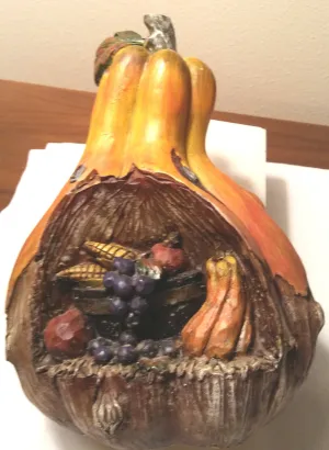 CARVED RESIN POLYMER PUMPKIN