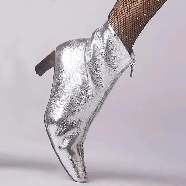 CAVERLEY II POLLIE Crinkle Boots - silver