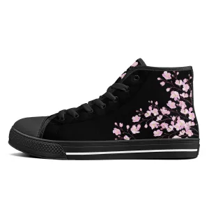 Cherry Blossom High-Top Canvas Shoes  Black