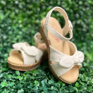 Children's White Eyelet Wedge Sandals