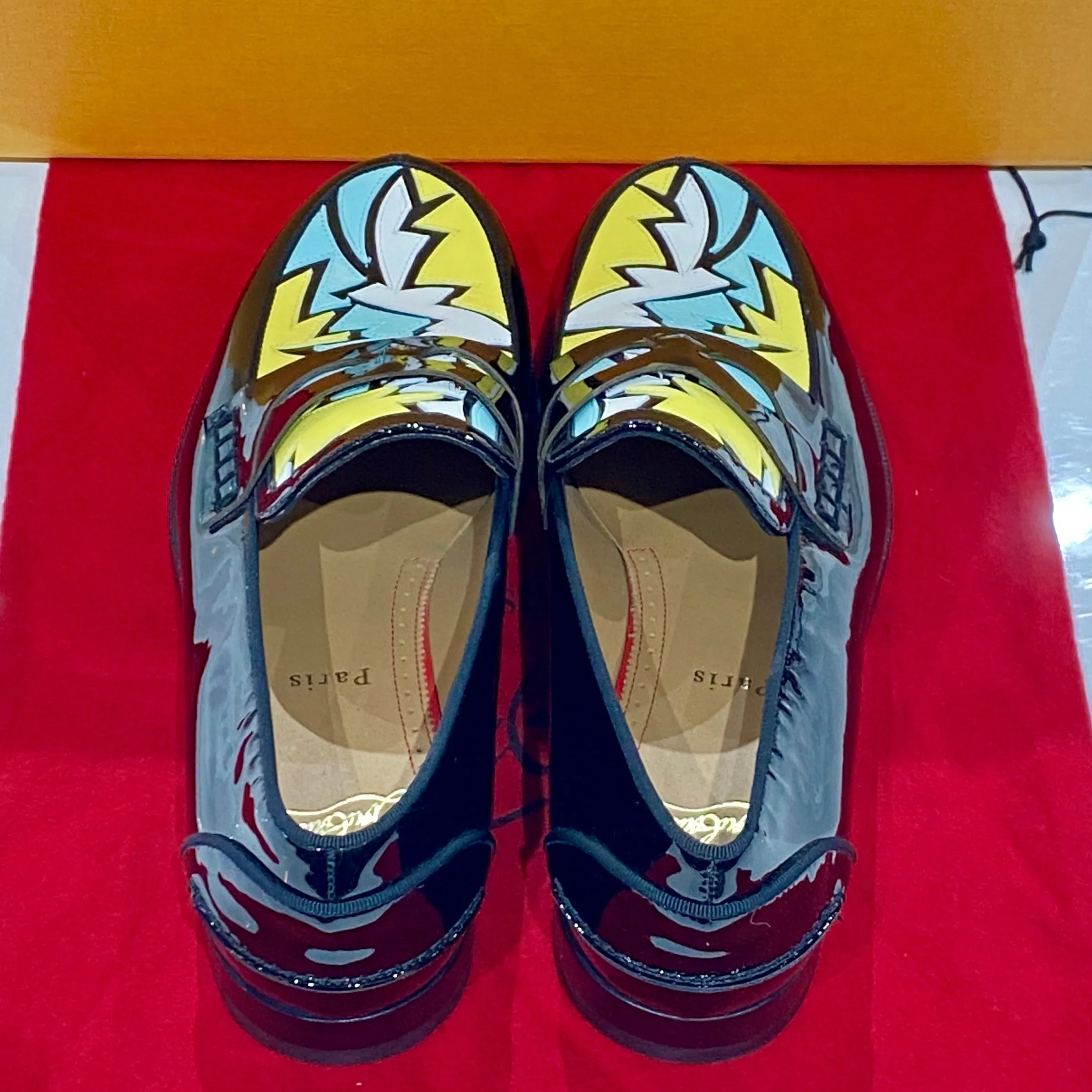 Christian Louboutin Patent Leather Penny Loafer with Geometric Design