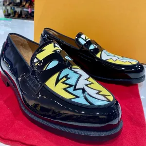 Christian Louboutin Patent Leather Penny Loafer with Geometric Design