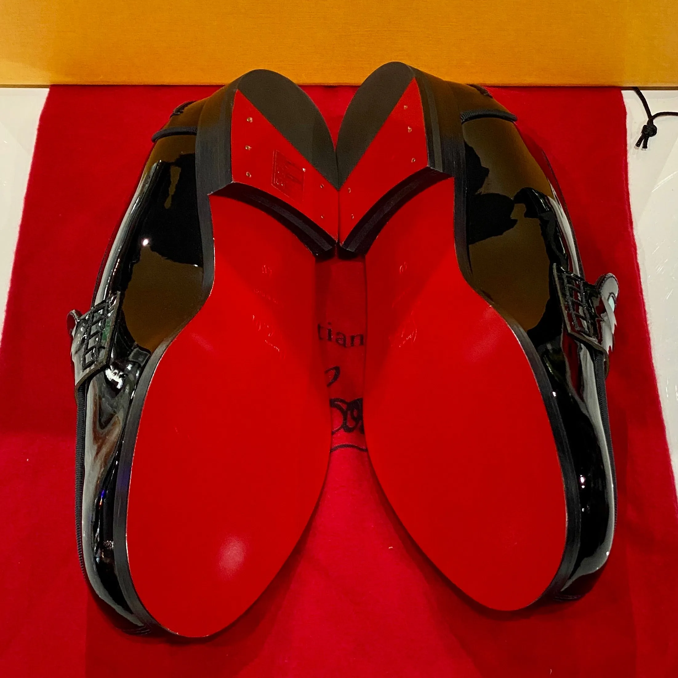 Christian Louboutin Patent Leather Penny Loafer with Geometric Design