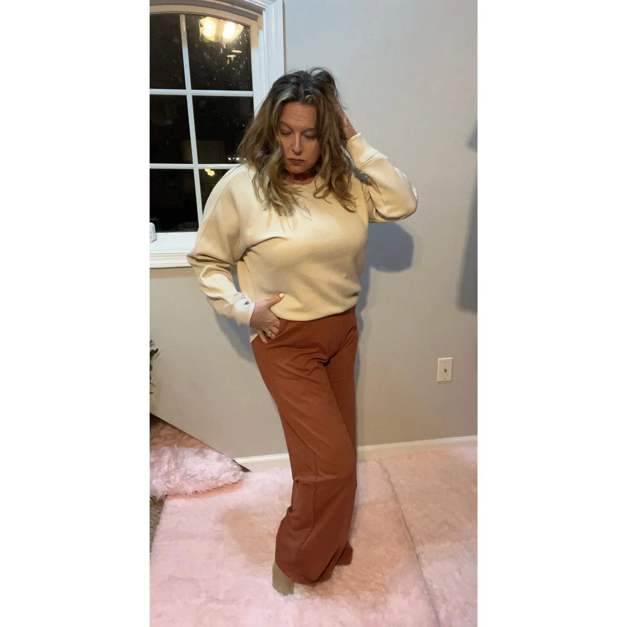 Coastal Cozy Scuba Pullover Crew Sand