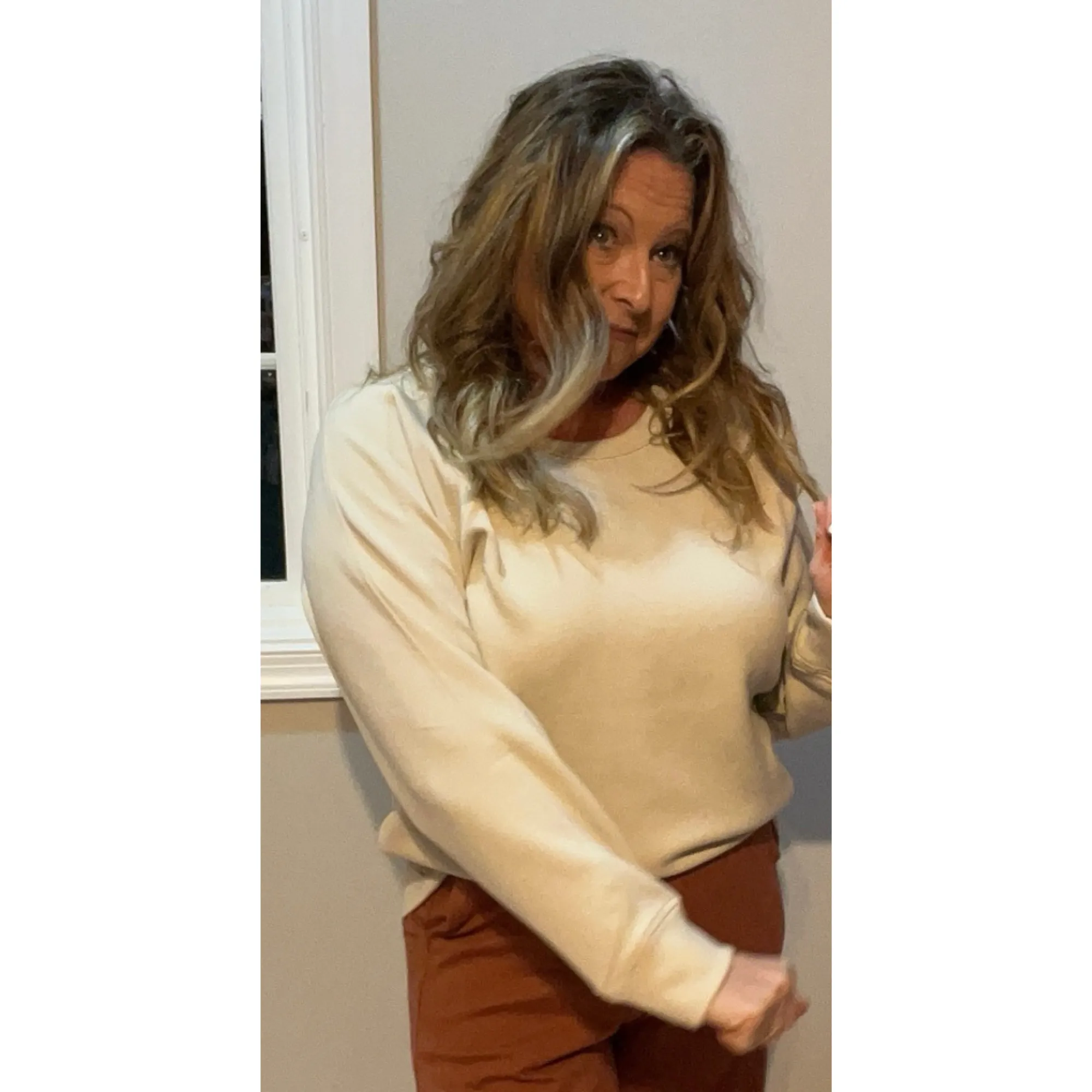 Coastal Cozy Scuba Pullover Crew Sand