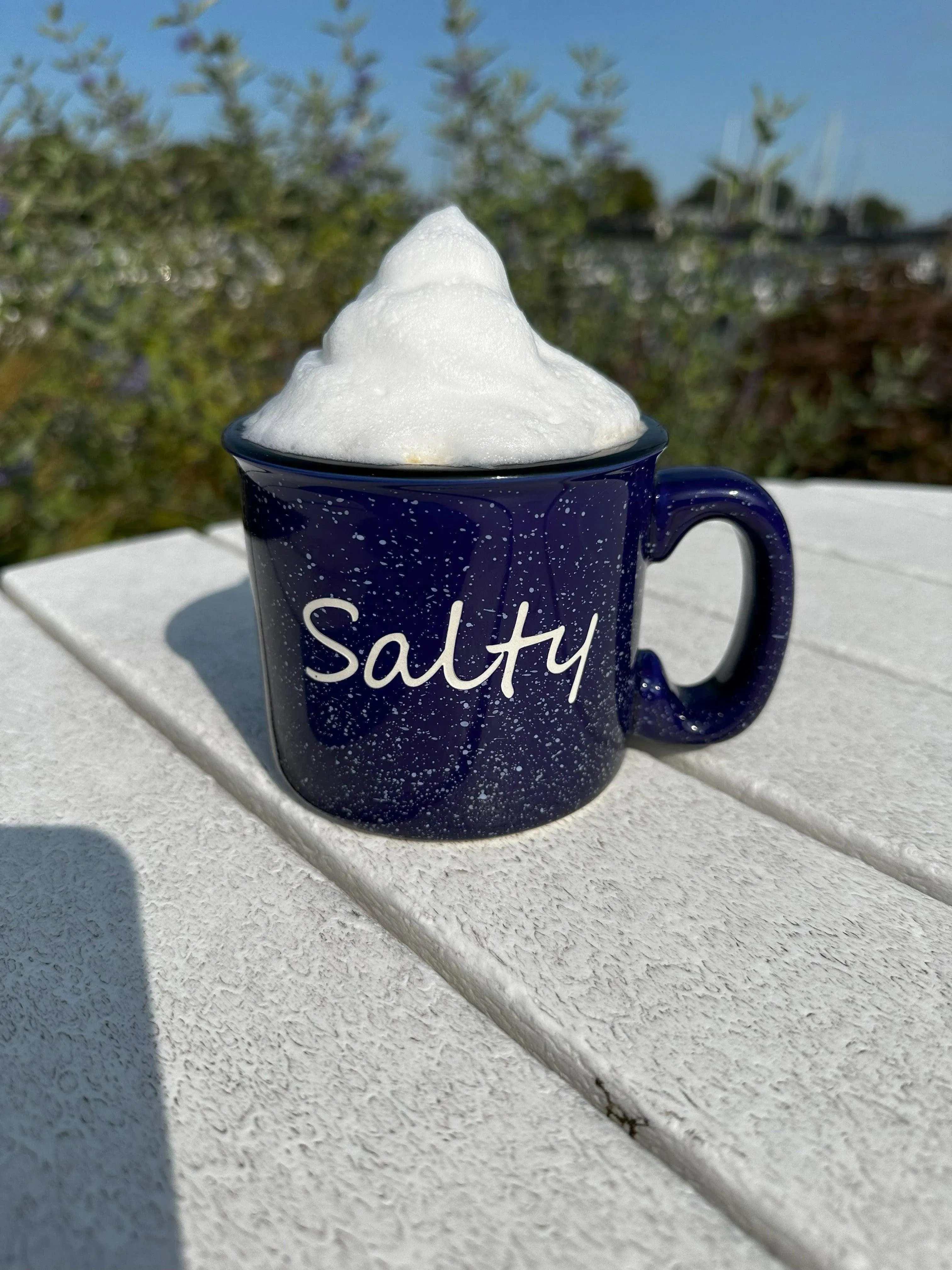 Cobalt Blue Campfire Mug with "Salty" Design – 15 oz Ceramic Mug