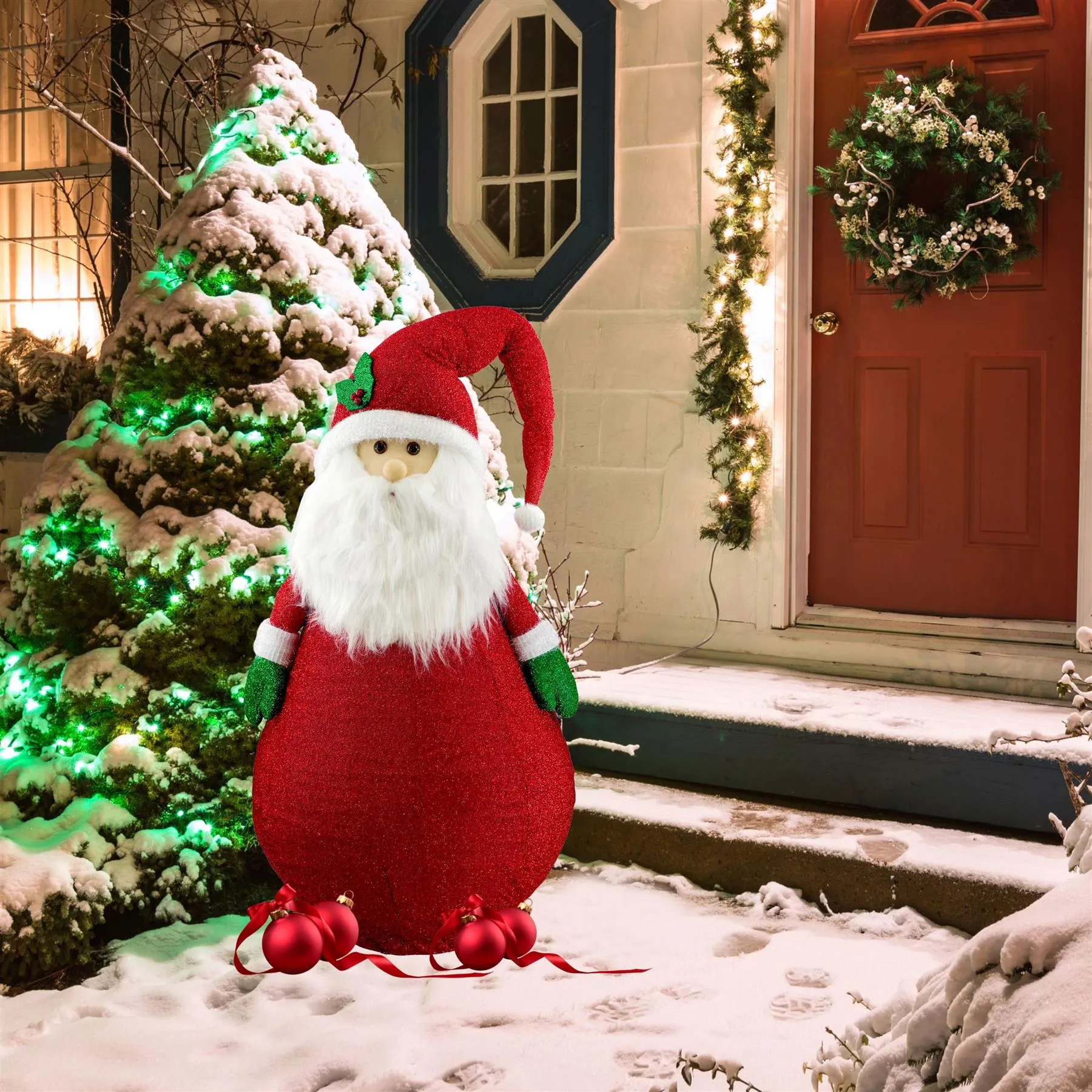 Collapsible Santa Christmas Decoration with LED lights