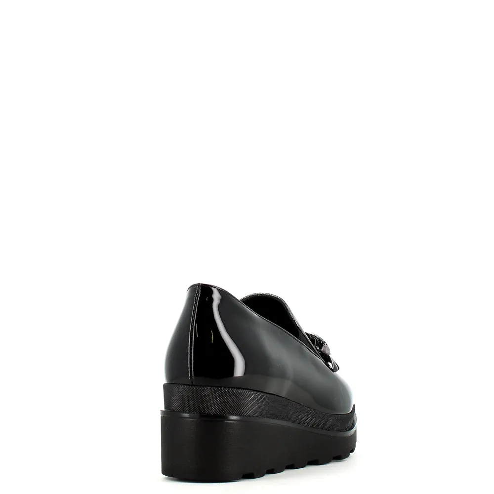Comart Wedge Loafer with Trim Patent Black