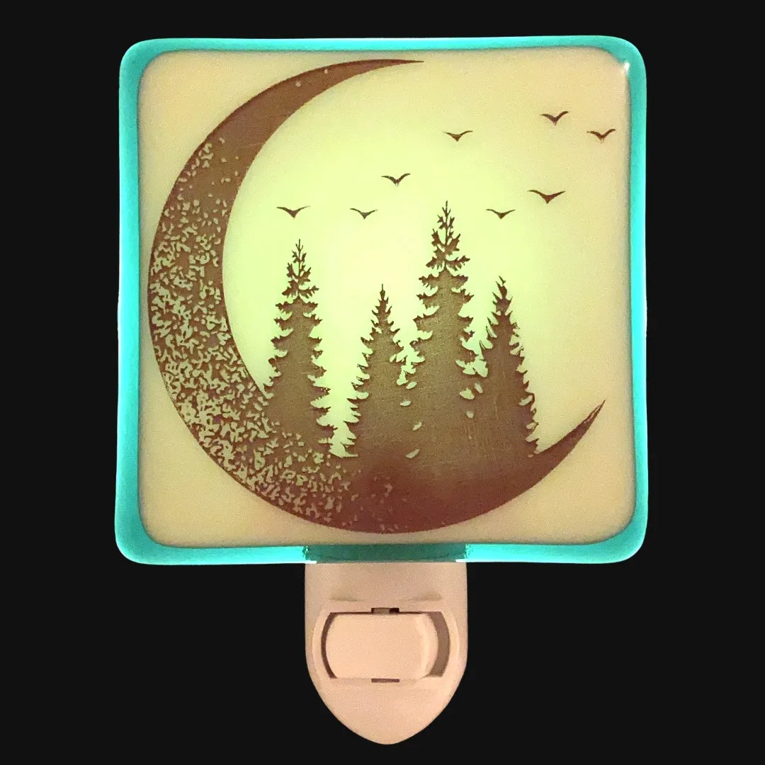 Crescent Moon and Pine Trees Night Light