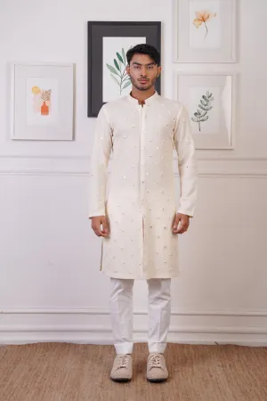 Crochet Mirror Work Kurta Set