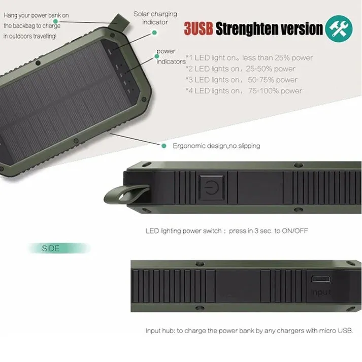 Crony ES982 40000mAh Business Power Bank Portable waterproof outdoor mobile wireless charger solar power bank