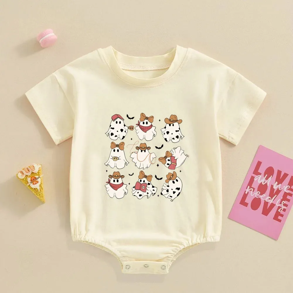 Cute Halloween Ghost Bubble Romper Fall Outfit