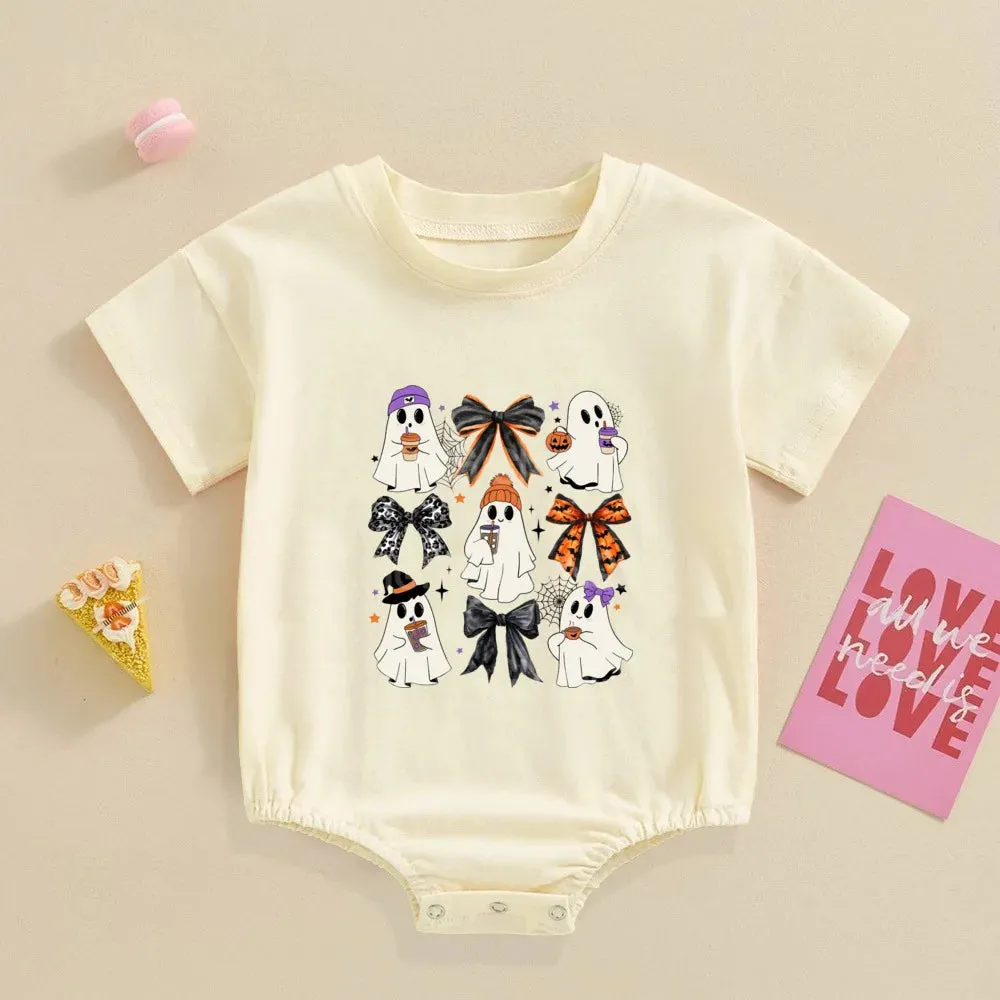 Cute Halloween Ghost Bubble Romper Fall Outfit