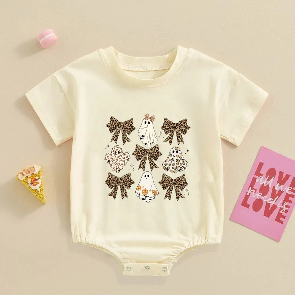 Cute Halloween Ghost Bubble Romper Fall Outfit