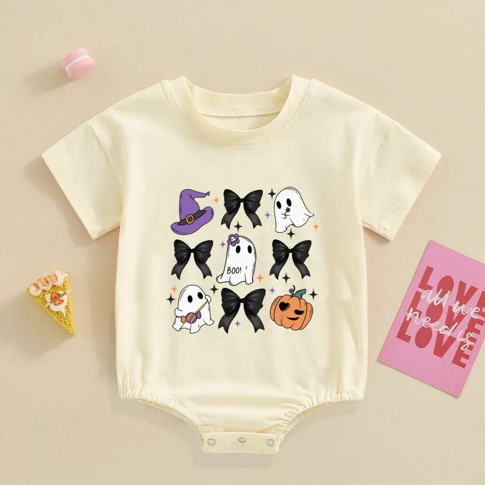 Cute Halloween Ghost Bubble Romper Fall Outfit
