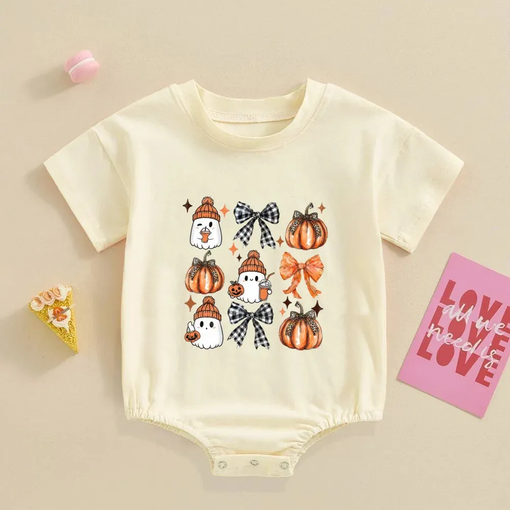Cute Halloween Ghost Bubble Romper Fall Outfit