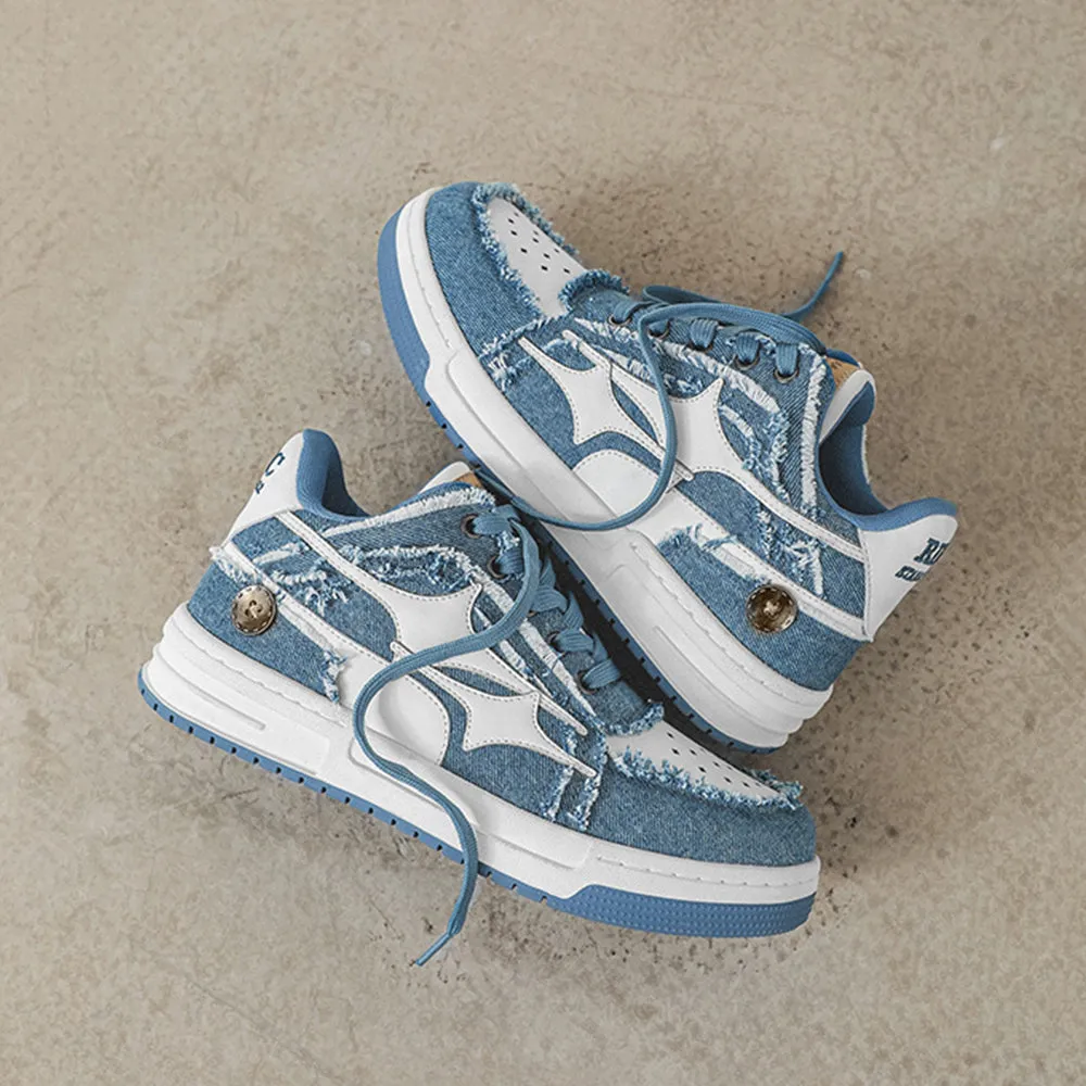 Cyber Envoy | Sports Four pointed Star Denim Canvas Sneakers