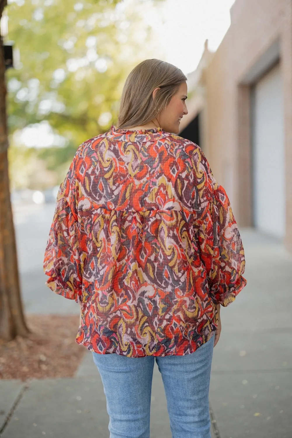 Cynthia Chiffon Bubble Sleeve Blouse