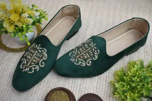 Dabka velvet loafer shoe (Green)