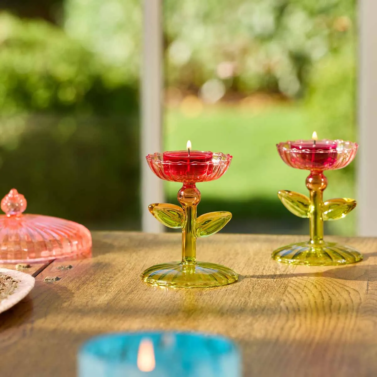 Dainty Flowers Tealight Holder Pair