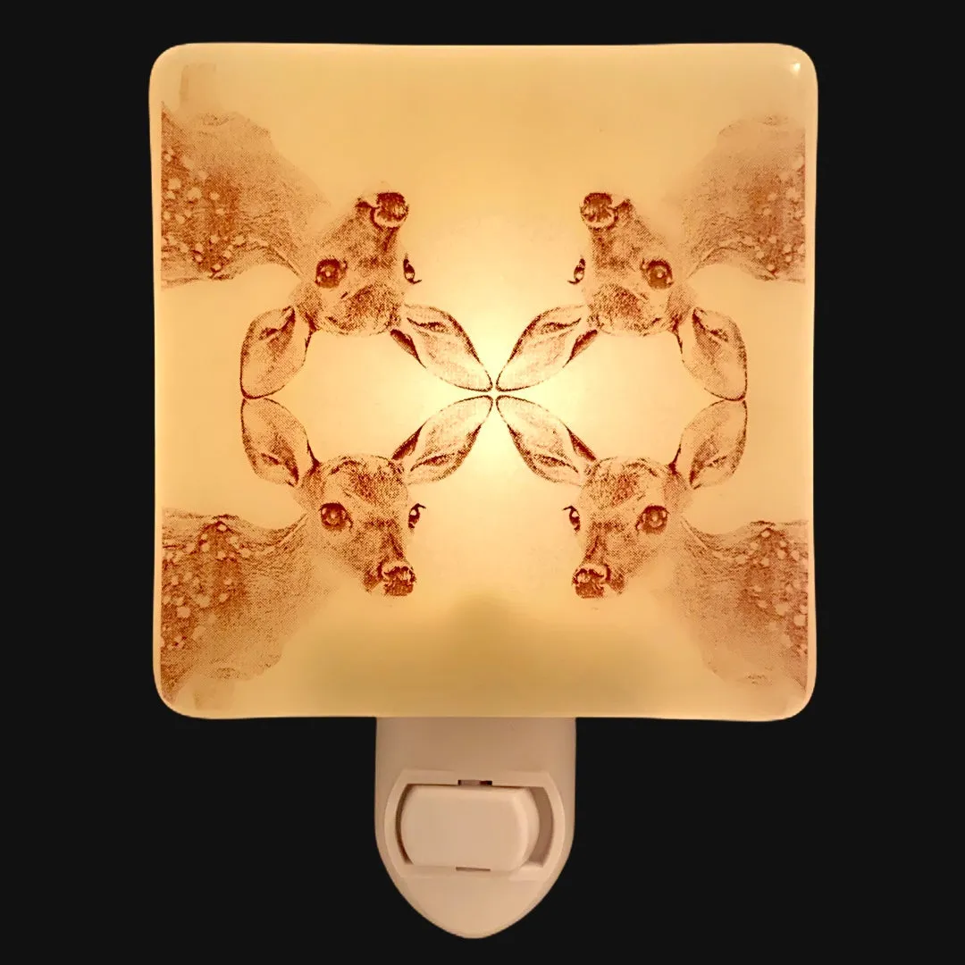 Deer Kaleidoscope Night Light Ivory Glass