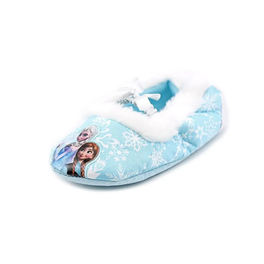 Disney Characters Cute Elsa And Anna Frozen Slippers,Blue-White,11-12
