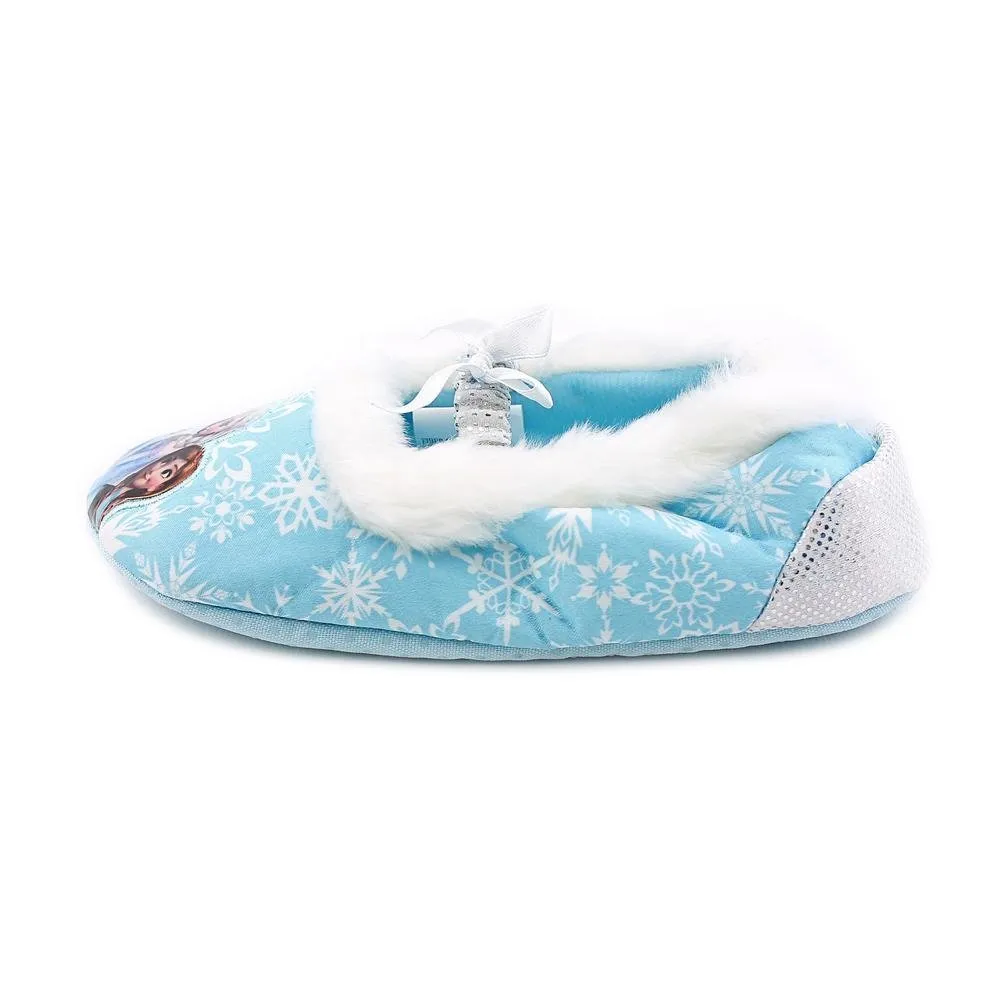 Disney Characters Cute Elsa And Anna Frozen Slippers,Blue-White,11-12