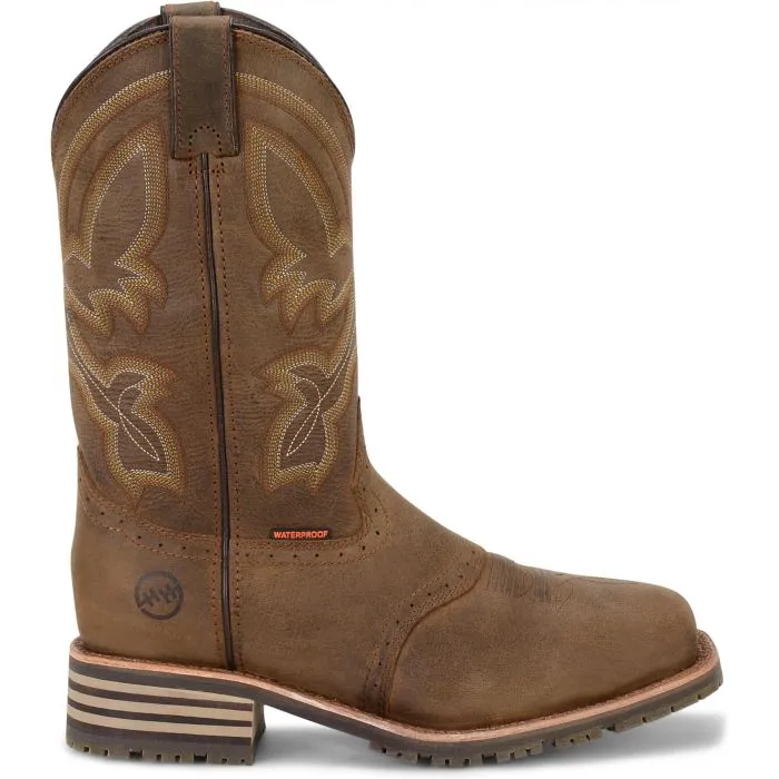 Double H Men's Jeyden 11" Sqr Toe Waterproof Western Work Boot- Brown - DH4124