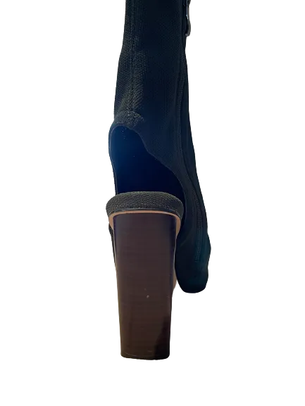 EGO Thigh High Peep Toe Dark Green Boots