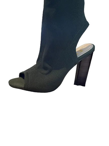 EGO Thigh High Peep Toe Dark Green Boots