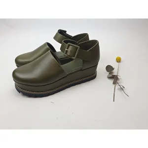 Elk fabulous olive green platform shoes with buckle size 39