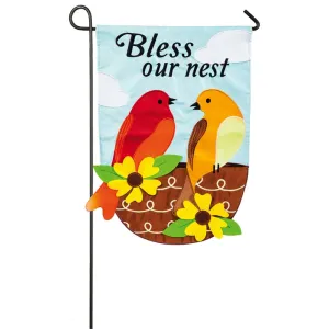 Evergreen Garden Flag,Bless Our Nest Garden Applique Flag,0.16"X18"X12.5"