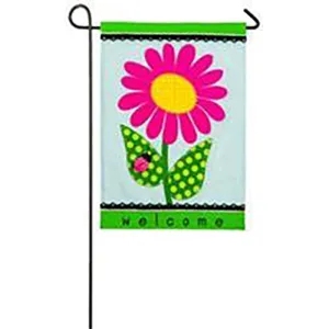 Evergreen Welcome Daisy Regular Applique Flag, 44'' x 28'' inches
