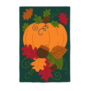 Fall Pumpkin and Leaves Garden Applique Flag,169174sa