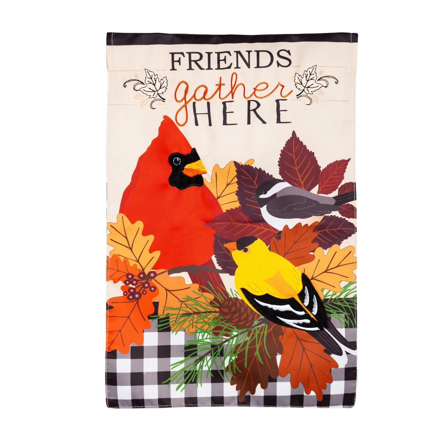 Fall Songbirds Gather House Applique Flag,159175